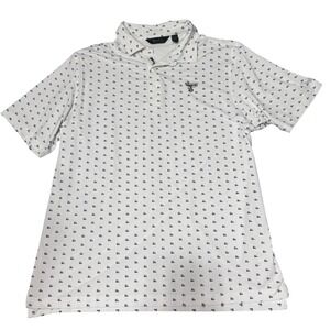 Bobby Jones Polo Shirt Mens XL White Golf Cart Print Performance Short